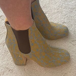 Denim and lace boots